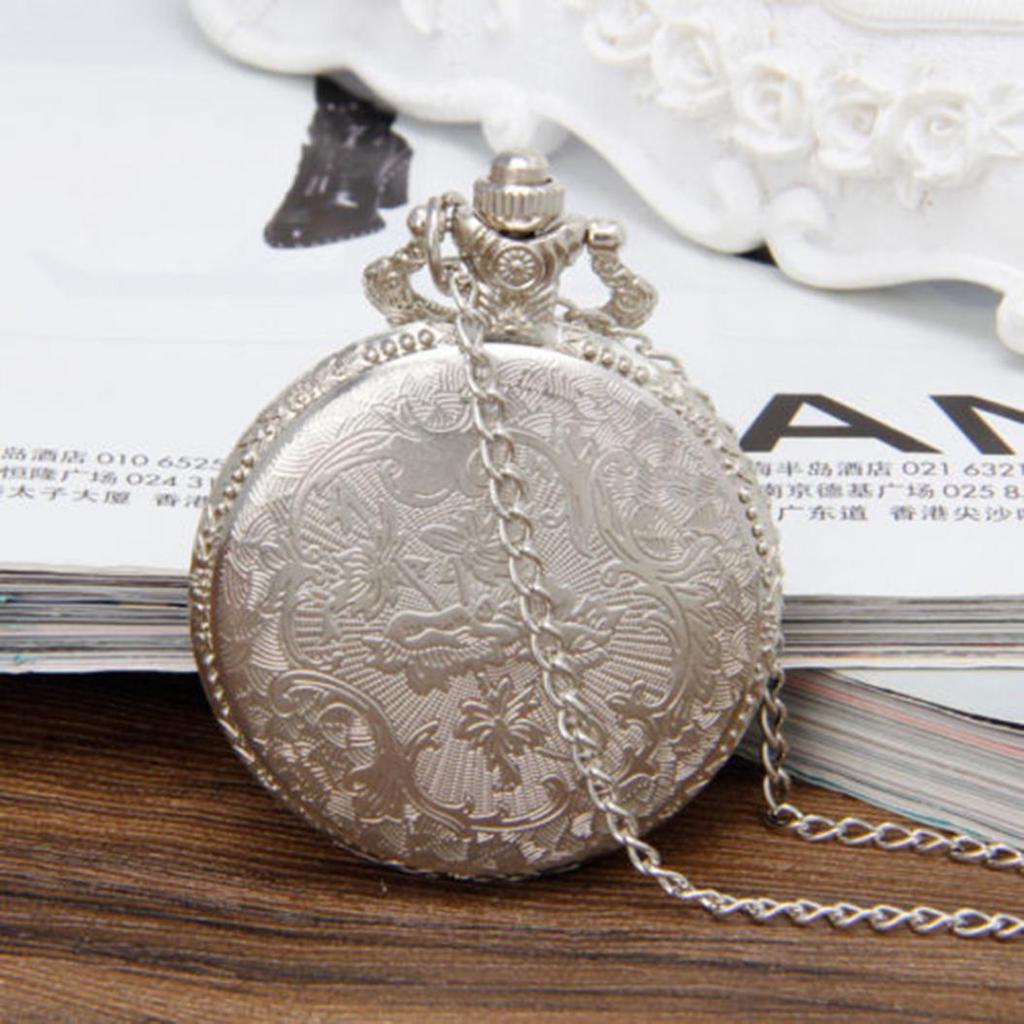 Vintage Steam Train Antique Chain Quartz Locomotive Pendant Pocket Watch Gift