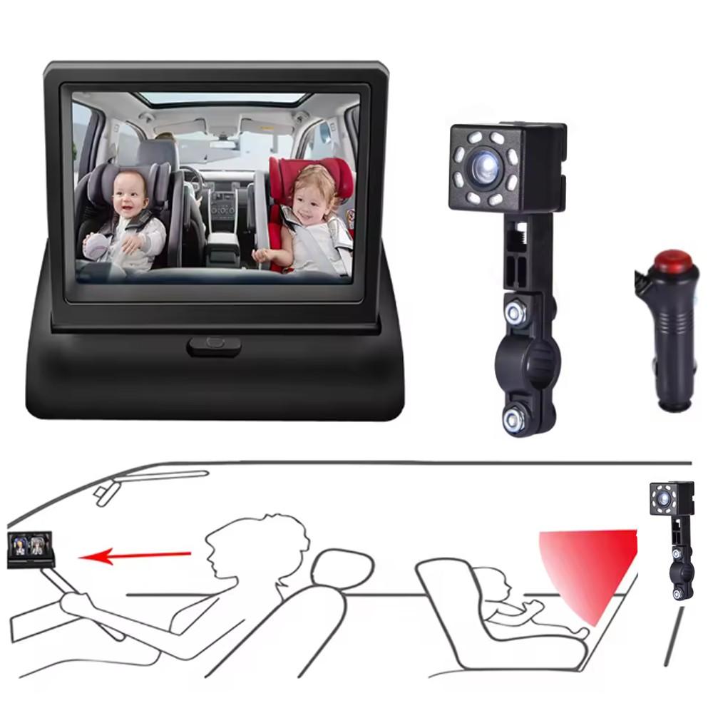 Babi 4.3 inch CCD HD Foldable Car Rear View Night Vision Backup Rearview Camera with Monitor Reversing LCD TFT Display Interior Mirrors6