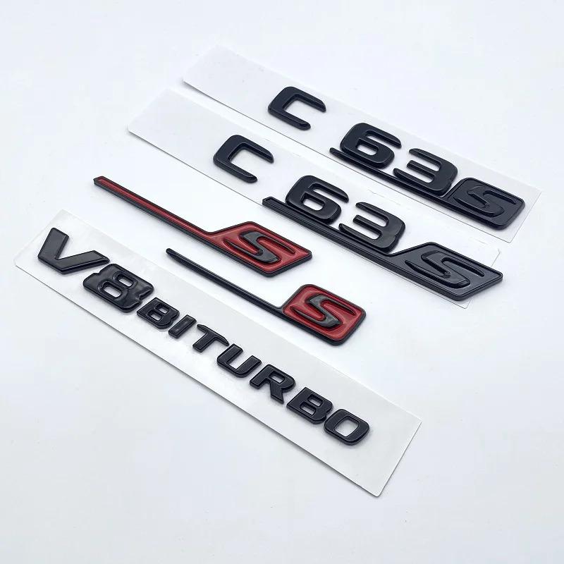 Glossy Black Letters Numbers Emblem C63 C63s V8Biturbo for Mercedes-Benz AMG Car Fender Trunk Rear C205 S205 W205 Logo Sticker BF1