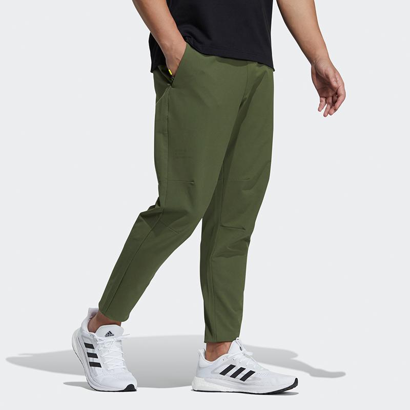 adidas Брюки из тканого материала для бега, мужские, армейско-зеленые, GP0954