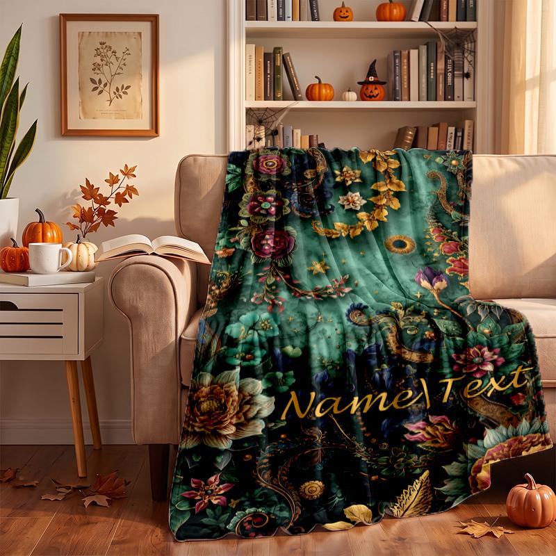 Retro Peacock Custom Flannel Blankets Soft Warm Cozy Throws for Home Decor Holiday Gifts