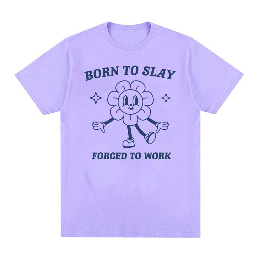 Футболка Born To Slay с героями мультфильмов, забавная футболка с мемами, мужская и женская милая модная футболка высокого качества, летняя повседневная футболка большого размера из 100% хлопка