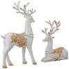 Creative Resin Golden and White Reindeer Sculptures | Beautiful Home Decor | Elevates The Energy of Your Room (Pack of 2, White and Golden)