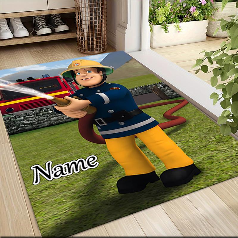 Custom Name Fireman's Valentine Bouquet Carpet Rug Customizable Soft Washable Anti-Slip Home Living Room Sofa Mats Personalized Rug. 0909271