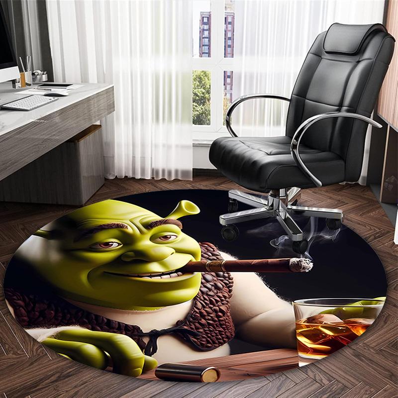 1pc Shrek2 Print Round Carpet Chair Round Carpet Suitable for Bedroom Living Room Home Decorative Carpet