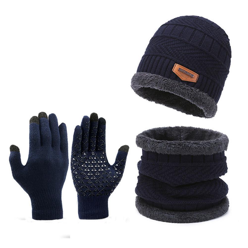 Зимняя вязаная шапка-бини, утеплитель для шеи, шарф, сенсорный экран, коралловый и шарф, перчатки, бархатный флис, внешний H6G0