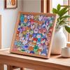 Cartoon Cat Wooden Coloring Puzzle Kit with Photo Frame Marker Pens DIY Hand-Painted Irregular Jigsaw Puzzle Toy Decoration Ornament