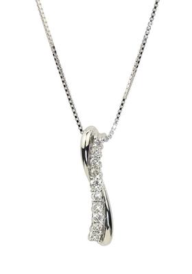 Ожерелье Leaf Sweet Ten Diamond, 10-каратное золото, регулируемая цепочка длиной 45 см, белое золото K10, апрель Ma439 [четыре клевера] 0,1 камень, соответствующий знаку зодиака