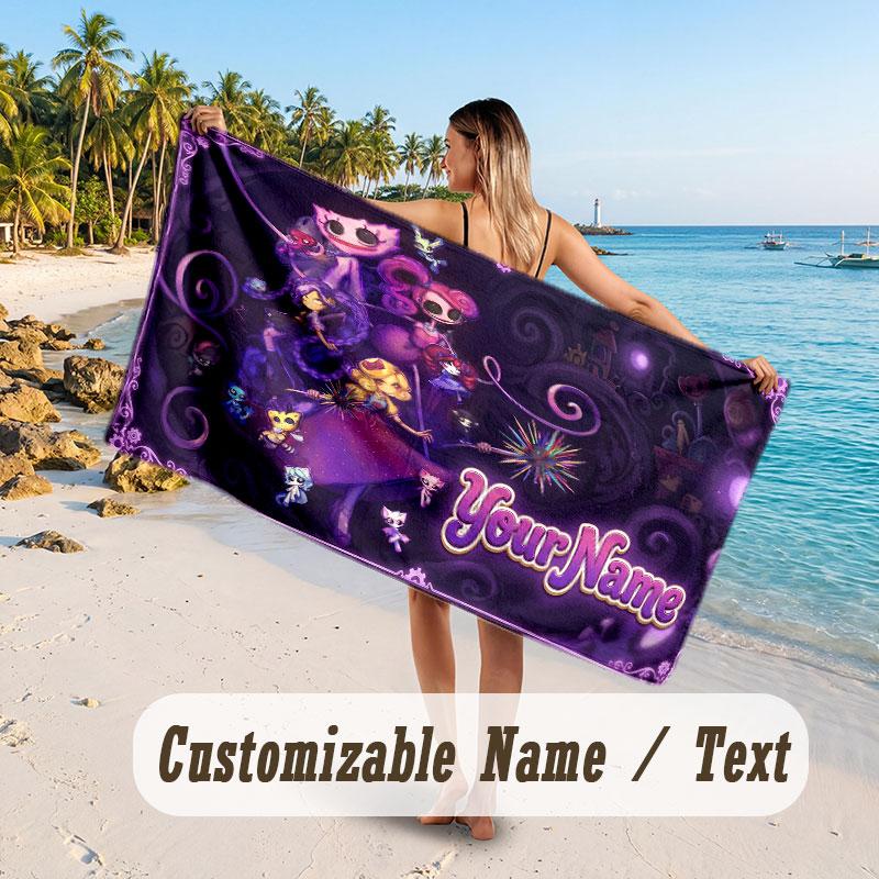 Personalized Beach Towel,Poppy Playtime Custom Printed Name Text, Super Absorbent Towel For Beach Vacation