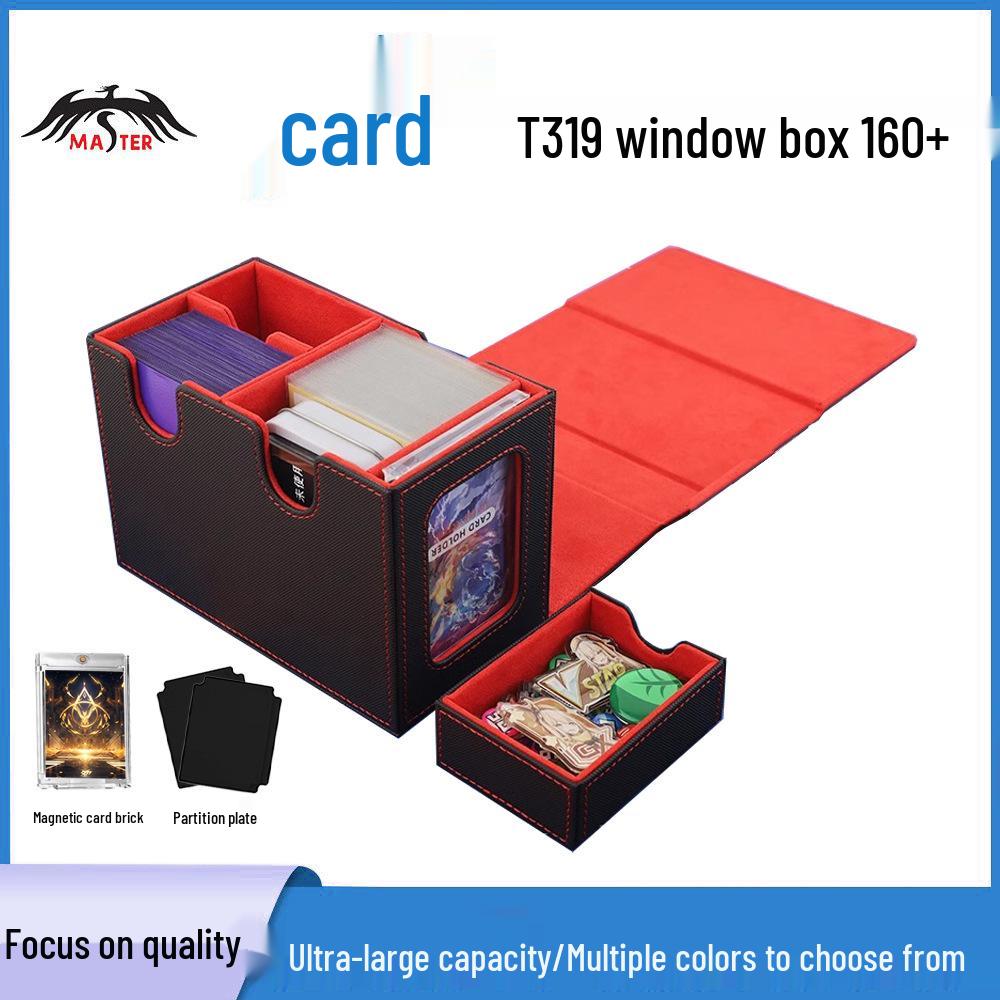 Dual Compartment Game Card Storage Box for 160+ Double Sleeved Cards - Fits Werewolf, Pokemon TCG, Ultraman Decks