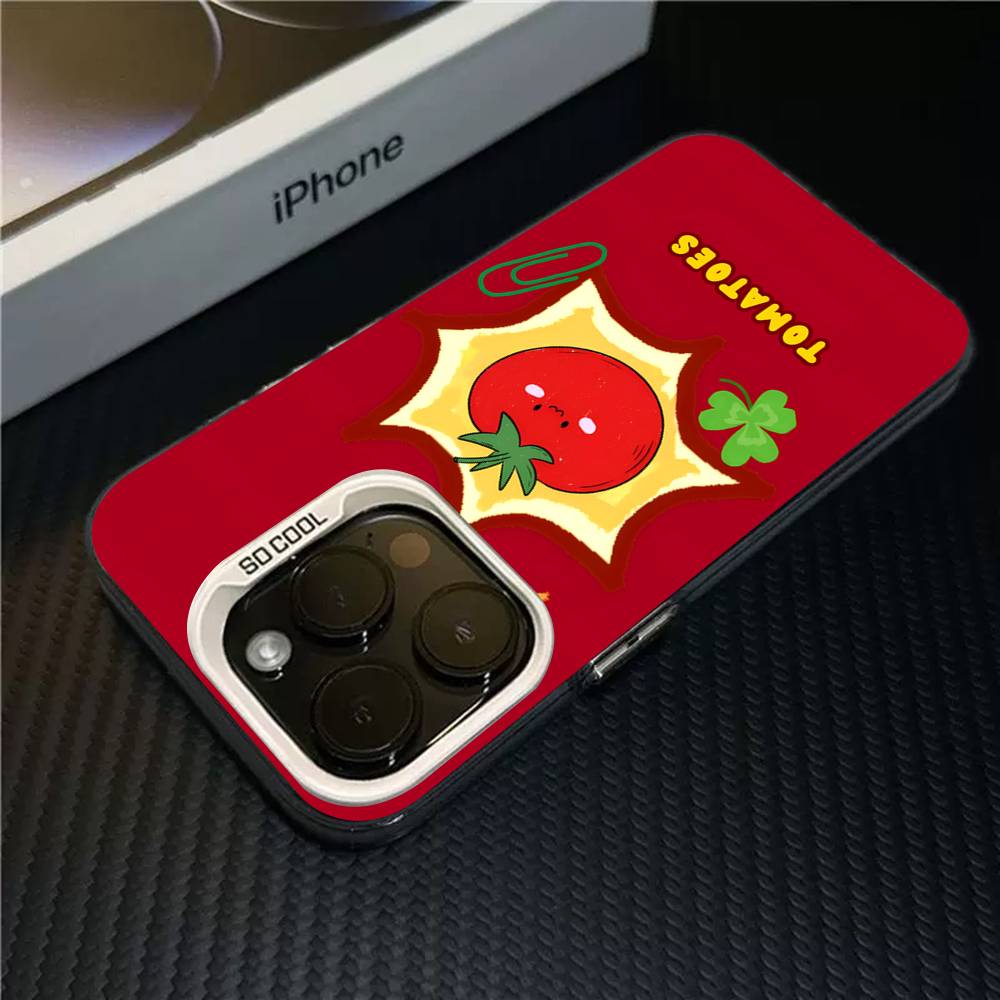 Чехол для телефона 'Выражение помидоров' для IPhone 17 16 15 14 13 12 11 Pro MAX Plus Цветной Матовый Задний Чехол