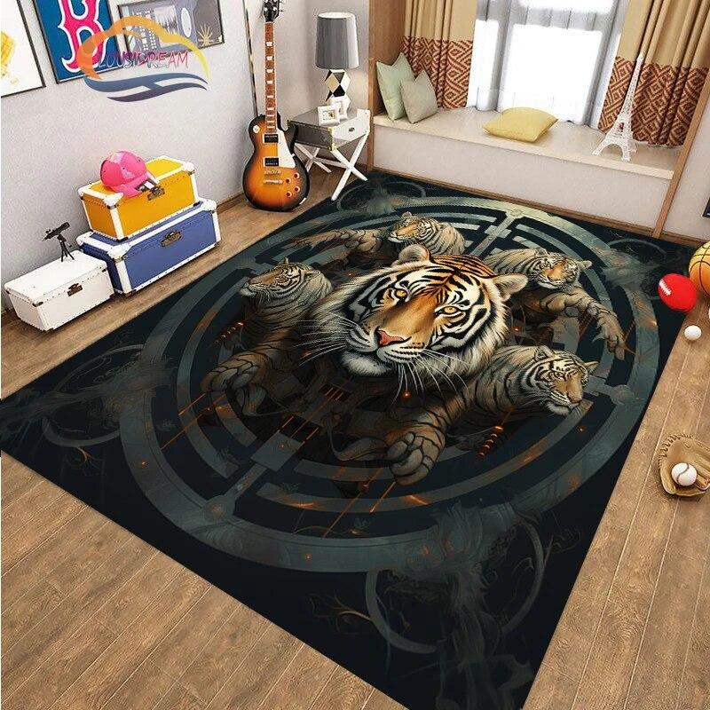 Коврик для пола с изображением животных, крутой тигр, модный ковер с рисунком для украшения дома, подарки, нескользящий коврик для гостиной и детской кровати