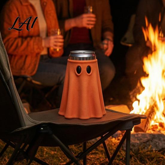 Insulated Jar Jacket Halloween Ghost Can Holder Universal Beverage Cooler Sleeve Cute Shaped Flexible Insulator Drink Holder for Standard Slim Tall