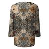 Trendy Vintage 3/4 Sleeve Top For Women,Ladies Casual Three Quarter Sleeve Round Collar Printed T-Shirt Blouse