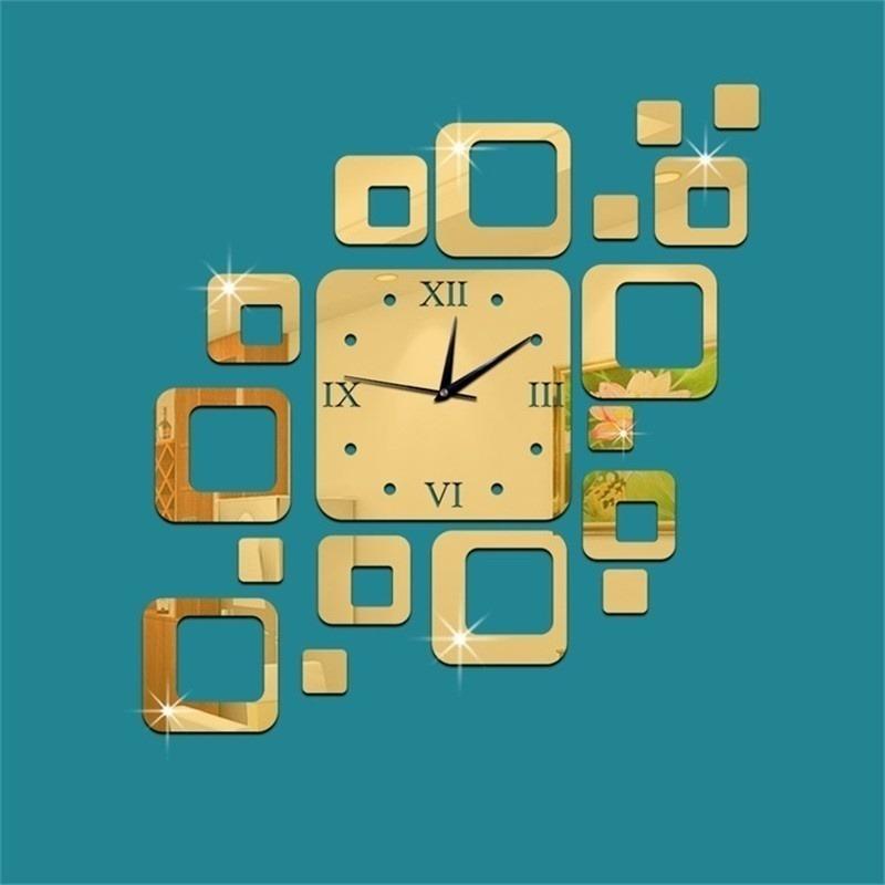 Modern Design 3D Clock DIY Wall Clock Mirror Room Bedroom Kitchen Wall Sticker Home Decor