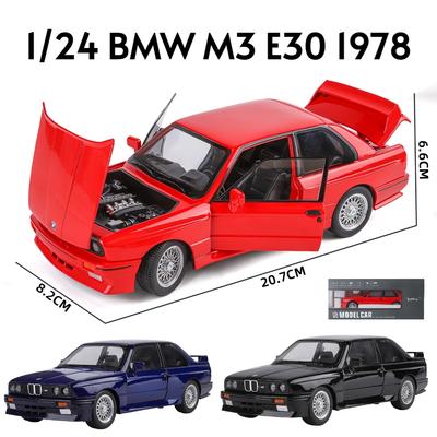 AAAOO1 1/24 BMW M3 E30 Модель Игрушечной Машинки Литая Металлическая Машинка Миниатюра С Инерционным Механизмом Звук Свет Двери Открываются Коллекция Подарок Для Мальчика Ребенка