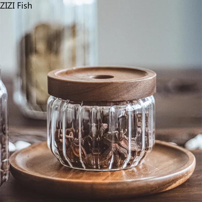 Деревянная крышка органайзер стеклянный герметичный контейнер для хранения на кухне бутылки банка герметичный пищевой контейнер имбирный диспенсер для хлопьев тайники