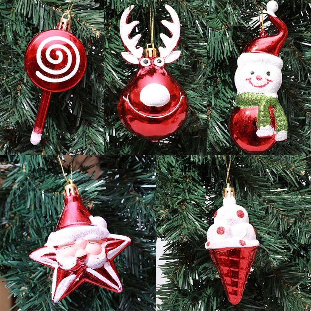Red Candy Pendant Electroplated Xmas Tree Hanging Pendants Christmas Lollipop New Year