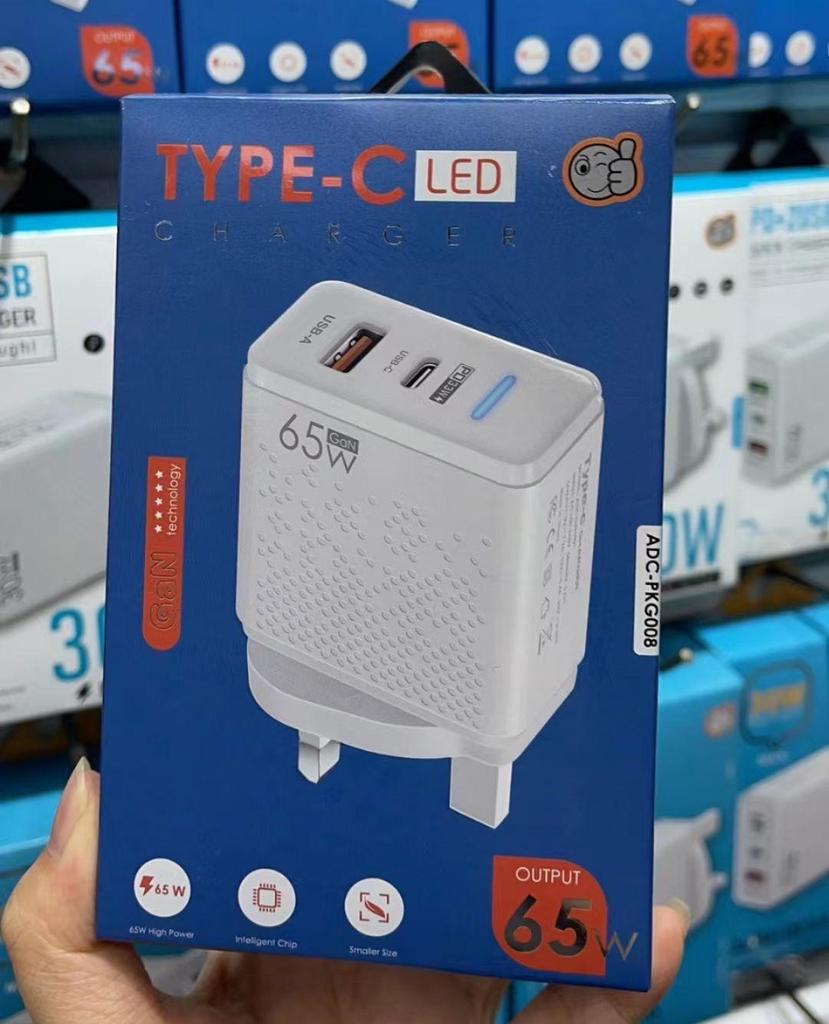 Быстрое зарядное устройство с несколькими портами: Светодиодный USB+PD Type-C для стандартов США, ЕС, Великобритании