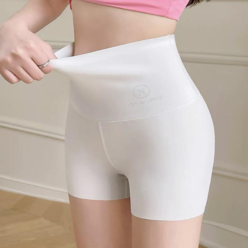 Ice Silk Seamless High Waisted Compression Safety Pants For Women's Four Cornered Pants