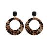 Винтажные геометрические круглые серьги с леопардовым принтом Майяра - кофейный цвет, модный ретро-дизайн