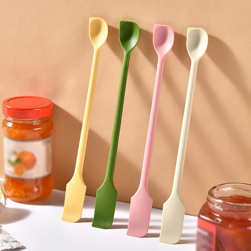 Silicone Spatula Set Double-Headed Scraper Long Hand Stirring Spoon Jam Cream Deep Bottle Spatula Coffee Spoon Party Supplies