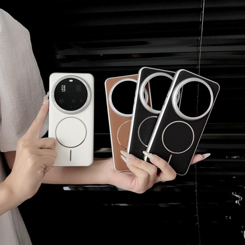 Чехол для Xiaomi 15 14 13 12S Pro Ultra, кожаный, с узором из личи и бриллиантов, Magsafe, индивидуальные металлические кнопки, матовый, противоскользящий