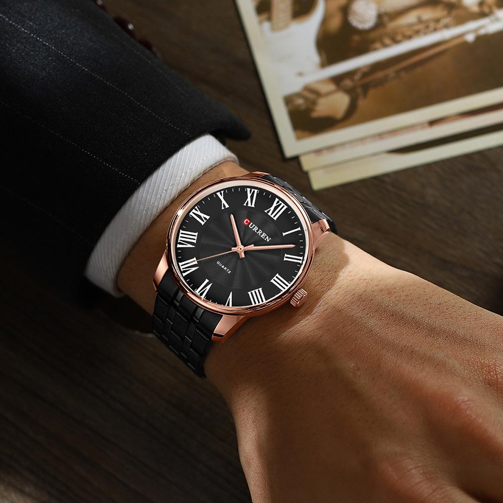 CURREN 8422 Men Quartz Watch Classic Roman Numeral Dial Relojes Stainless Steel Band Waterproof Business Casual Male Wristwatch