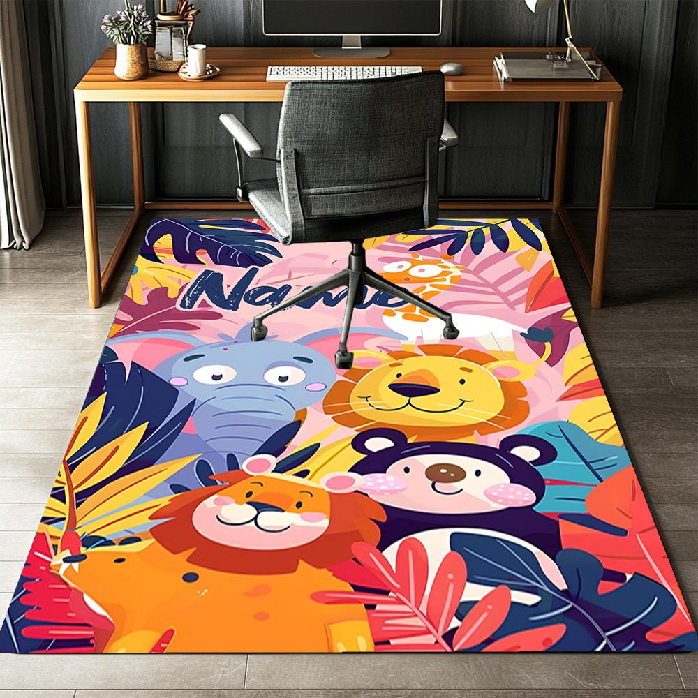 Custom Name Animals Printed Carpet,Rug for Office Chair Living Room Bedroom Kitchen Room Decor Gifts.
