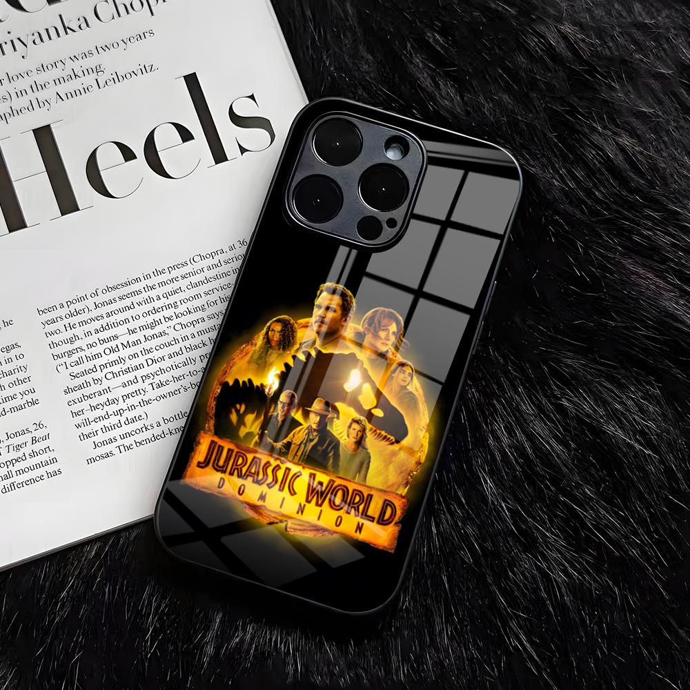 Movie J-Jurassic Phone Case For IPhone 17 Air 16 E Pro Max 15 14 13 Mini 12 Pro 11 Max Plus Black Glass Cover