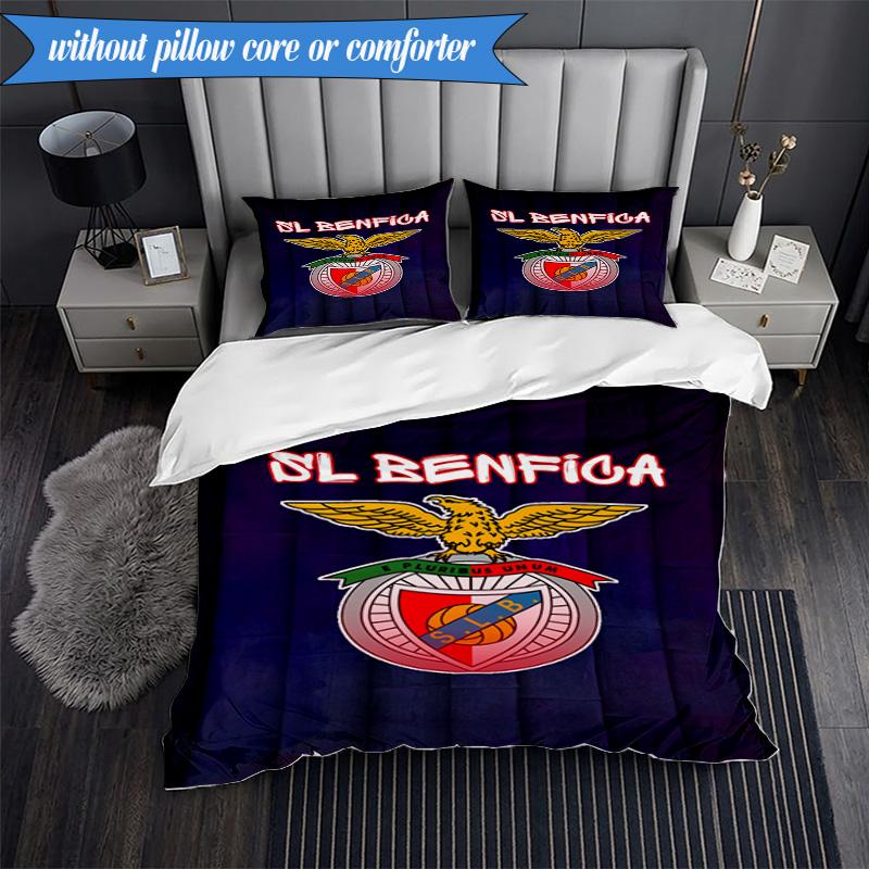 3PCS Benfica Football Club Printed Soft Bedding Set,Including 1pc Duvet Cover And 2pcs Pillowcases Perfect for Bedroom, Dormitory, Fan gift