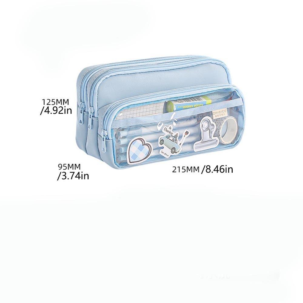 Transparent Pencil Bag Multilayer Pen Pouch Multi Pocket Transparent  Pencil Case  Office Supplies