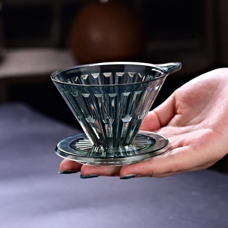 JUSTINLAU Coffee Dripper High Borosilicate Glass Hand-poured Coffee Filter Cup Coffee Pot Filter Cup with Base Barista Tools
