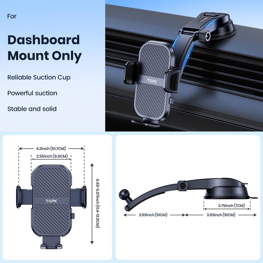 TOPK Super Stable Car Phone Holder, Magnetic Phone Holder Car Dashboard and Air Vent Mount, Compatible with All Smartphones