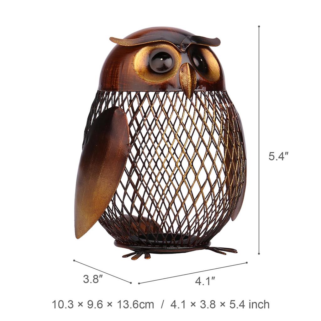 metal owl sculpture home decoration craft owl piggy ban Desktop ornaments