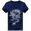 BUZZxSELECTION Short Sleeve Dragon with Japanese Tattoo Design 03 Men's V-Neck T-Shirt (BSTS031, Navy, XXL)