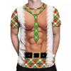 Christmas Cosplay Fake Chest Celebrity 3D Printed Muscle Short Sleeved T-shirt Must-have for Strong Men