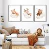 Cartoon Cloud Animal Canvas Painting Wall Art Cute Raccoon Fox Deer Kids Bedroom Poster Nursery Picture Baby Room Decor Mural