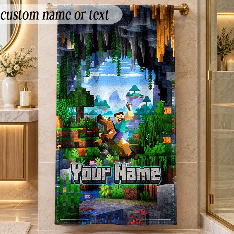 Beach TowelMinecraft Custom Name Text Personalized Soft Towel for Beach Pool Indoor Home Decor Gift