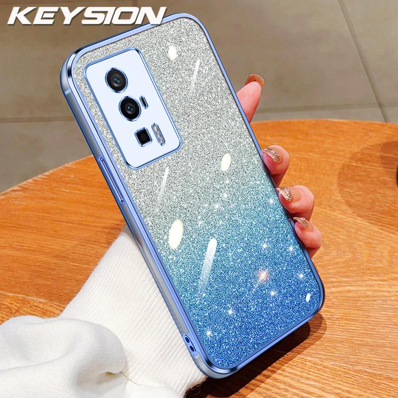 KEYSION Роскошный чехол-бампер с блестками для Xiaomi POCO F5, прозрачный, мягкий ТПУ, противоударная задняя крышка для POCO F5 Pro