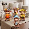 Hand Painted Highland Cattle 4 Pcs Seasonal Cow Figurines, Spring Summer Fall Winter Housewarming Present Seasons Scottish Statue, Resin Table