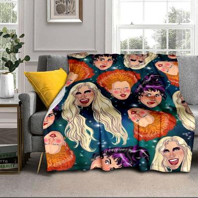 Halloween Witches Blanket Flannel Blanket for Bed, Sofa, Camping, Hiking, Picnic Essentials, Gift for Family Fan Gifts