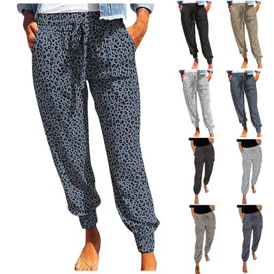Женские повседневные брюки с леопардовым принтом, спортивные брюки