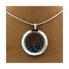 Stones and Minerals. Raw Black Diamond Necklace. 25 Mm Medallion Model. Color Silver.