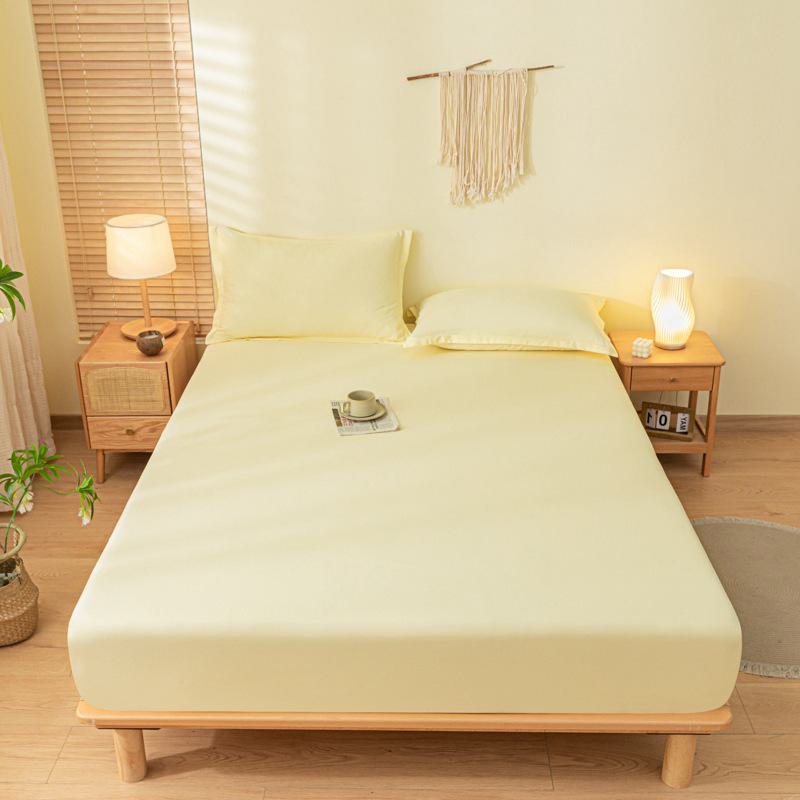Soft and Smooth Solid Color Sanded Cotton Bed Sheet for Single and Double Beds, Offering Comfort and Protection Against Dust.