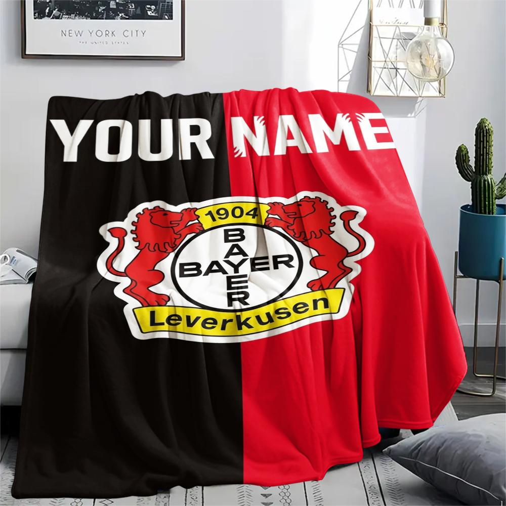1 шт. Индивидуальное имя Bayer 04 Leverkusen Узорное фланелевое одеяло Подходит для всех сезонов для домашнего декора Тепло и комфорт Подарки Праздничный подарок_xia