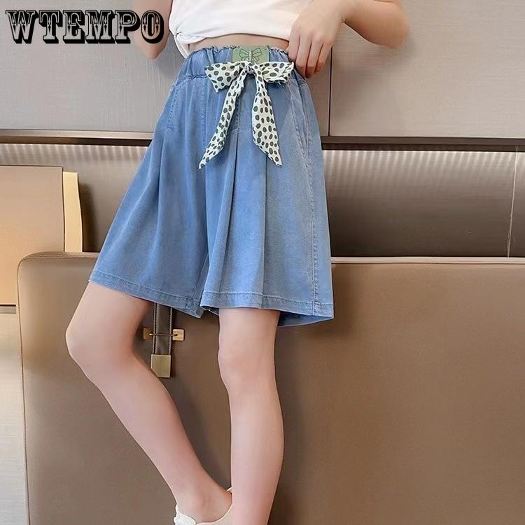 Настоящие карманные брюки Летние шорты из тенселя для девочек Шорты Джинсовые шорты для девочек Юбка