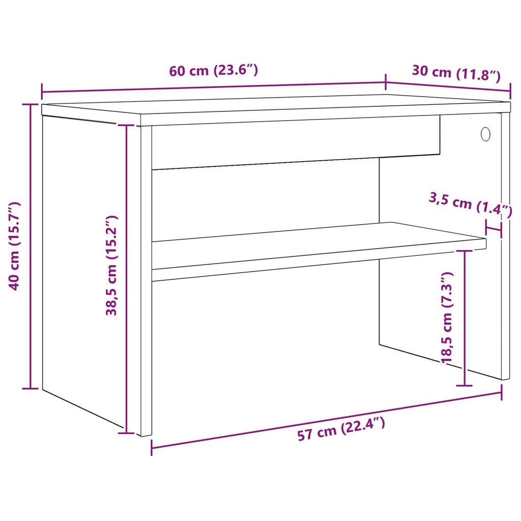 TV Stand Black Oak Effect 60 x 30 x 40 cm Engineered Wood