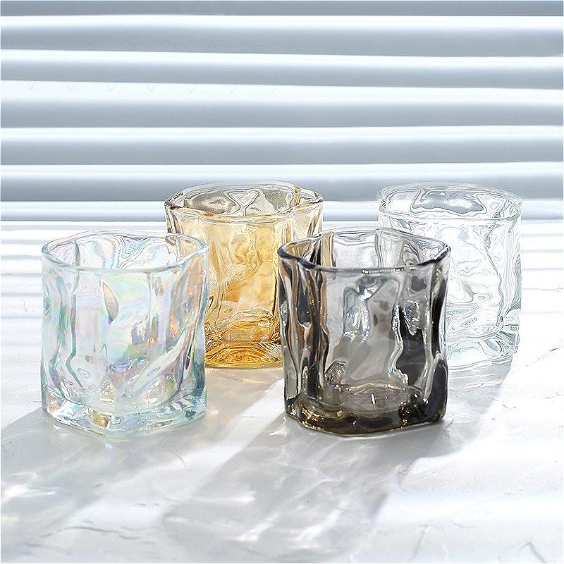 280ml/9.6oz Luxury Whiskey Glass High End Cocktail Glass Multi Colored Wine Glasses Party Bar Creative Irregular Twist Glass Cup
