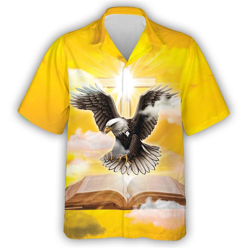 2024 American Independence Day 3D Print Shirts For Men Clothes Happy July Fourth Women Blouses USA Eagle Patriotic Lapel Blouse